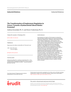 The Transformation of Employment Regulation in Greece: Towards