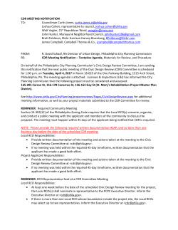 CDR MEETING NOTIFICATION TO - Manayunk Neighborhood Council