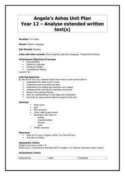 Angela`s Ashes Unit Plan - Loudoun County Public Schools