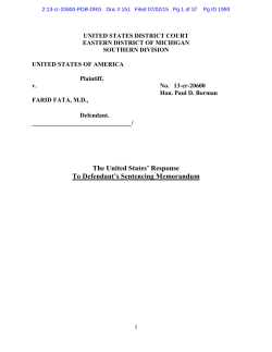 The United States` Response To Defendant`s Sentencing