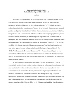 Entering God`s Rest by Faith: Realized Eschatology in Hebrews 3:7