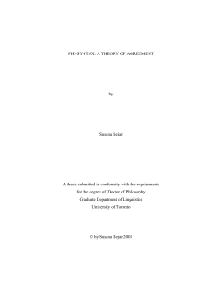 PHI-SYNTAX: A THEORY OF AGREEMENT by Susana Bejar A