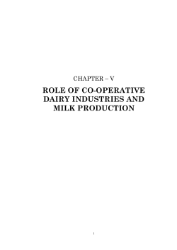 ROLE OF CO-OPERATIVE DAIRY INDUSTRIES AND MILK