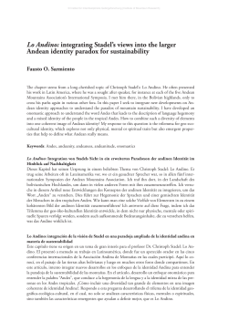 Lo Andino: integrating Stadel`s views into the larger