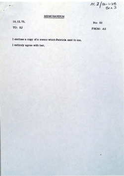 J enclose a copy of a memo whichPatricia sent to me