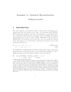 Semantic vs. Syntactic Reconstruction 1 Introduction