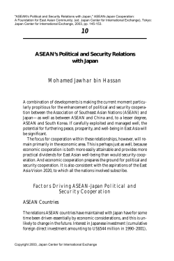 ASEAN`s Political and Security Relations with Japan