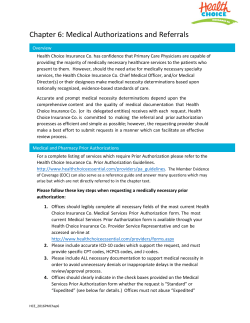 Medical Authorizations and Referrals