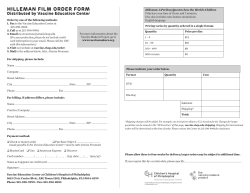Hilleman Film Order Form - Children`s Hospital of Philadelphia
