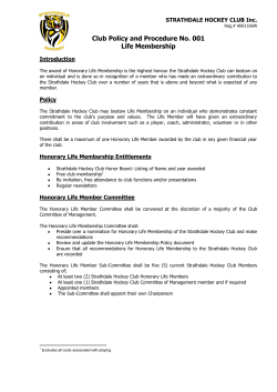 Club Policy and Procedure No. 001 Life Membership