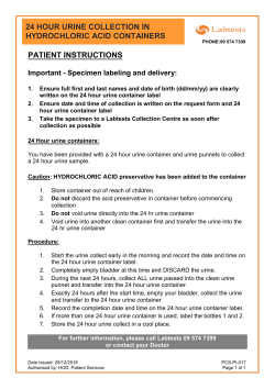 24 Hour Urine Collection in Hydrochloric Acid Containers