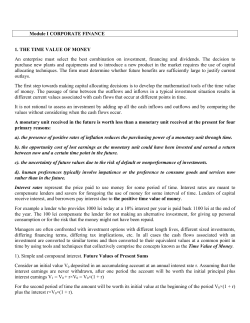 Module I CORPORATE FINANCE 1. THE TIME VALUE OF MONEY