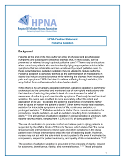 Palliative Sedation - Advancing Expert Care