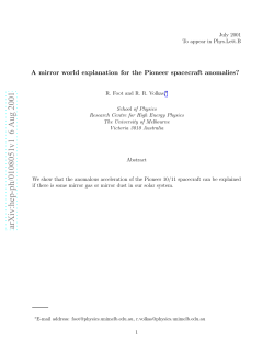 A mirror world explanation for the Pioneer spacecraft anomalies?