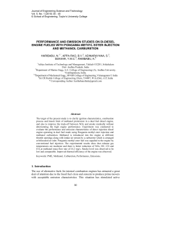 Performance and Emission Studies on Di&ndash;Diesel Engine