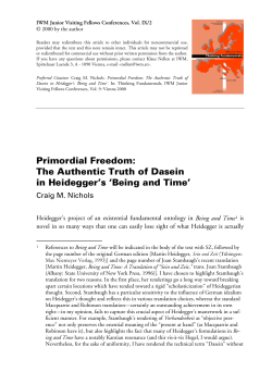 Primordial Freedom: The Authentic Truth of Dasein in