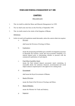 MINES AND MINERALS MANAGEMENT ACT 1995 CHAPTER I