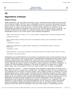Algorithmic Criticism - Digital Humanities Initiative at Buffalo