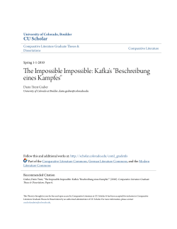 The Impossible Impossible: Kafka`s "Beschreibung