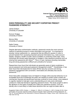 DOES PERSONALITY AND SECURITY EXPERTISE PREDICT