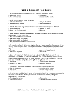 Quiz 5 Estates in Real Estate