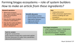 Forming biogas ecosystems &ndash; ROLE OF system builders
