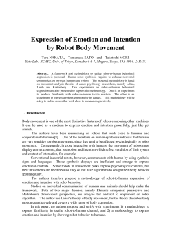 Expression of Emotion and Intention by Robot Body Movement