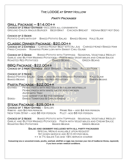 Buffet Packages - Spirit Hollow Golf Course
