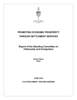 PROMOTING ECONOMIC PROSPERITY THROUGH SETTLEMENT