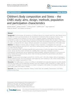Children`s Body composition and Stress &ndash; the ChiBS study: aims
