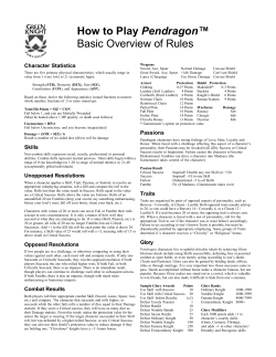 How to Play Pendragon&trade; Basic Overview of Rules