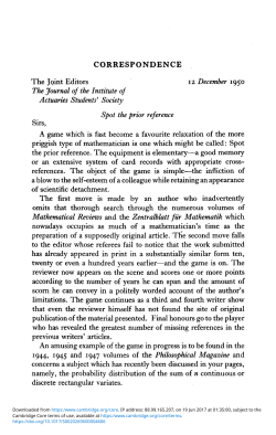 CORRESPONDENCE Sirs, A game which is fast become a favourite