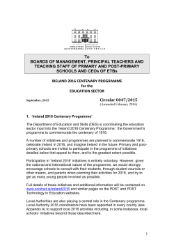 Ireland 2016 Centenary Programme for the Education Sector