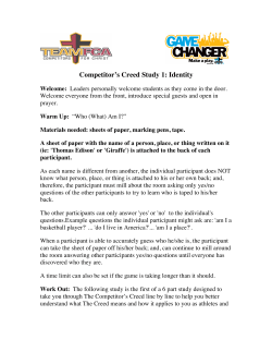 The Competitor`s Creed 1 - Identity