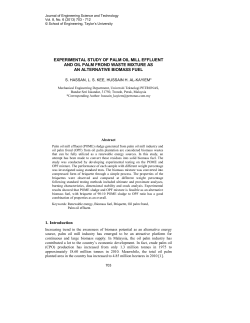 EXPERIMENTAL STUDY OF PALM OIL MILL EFFLUENT