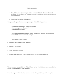 Retake Remediation &bull; List, define, and give examples of the powers