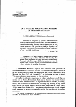 ON A WEATHER MODIFICATION PROBLEM . . OF. PROFESSOR