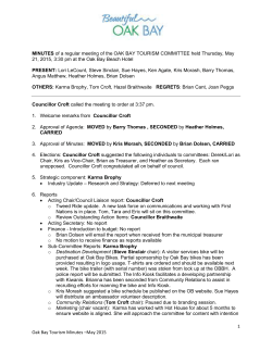 1 Oak Bay Tourism Minutes &ndash;May 2015 MINUTES of a regular
