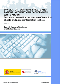 Technical manual for the division of technical sheets and patient