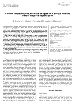 Chlorine inhalation produces nasal congestion in