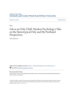 Life as an Only Child - Scholarly and Creative Work from DePauw