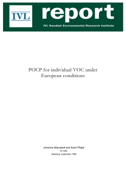 POCP for individual VOC under European conditions