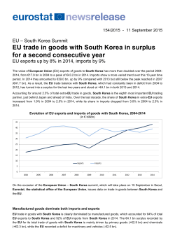 EU trade in goods with South Korea in surplus for a