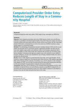 Computerized Provider Order Entry Reduces Length of Stay in a