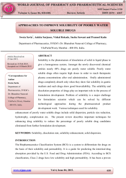 approaches to improve solubility of poorly water soluble drugs