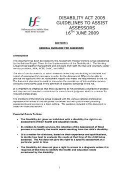 Guidance Document for Assessors