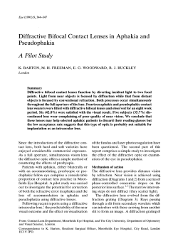 Diffractive Bifocal Contact Lenses in Aphakia and