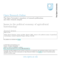 Issues in the political economy of agricultural biotechnology