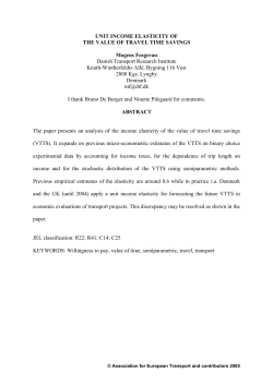 Unit Income Elasticity of the Value of Travel Time Savings