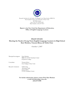 PILOT STUDY Meeting the Needs of Long-Term